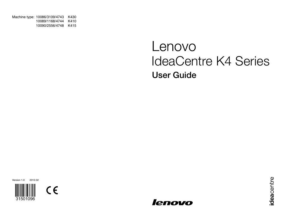 Lenovo IdeaCentre K430 User Manual | 57 pages