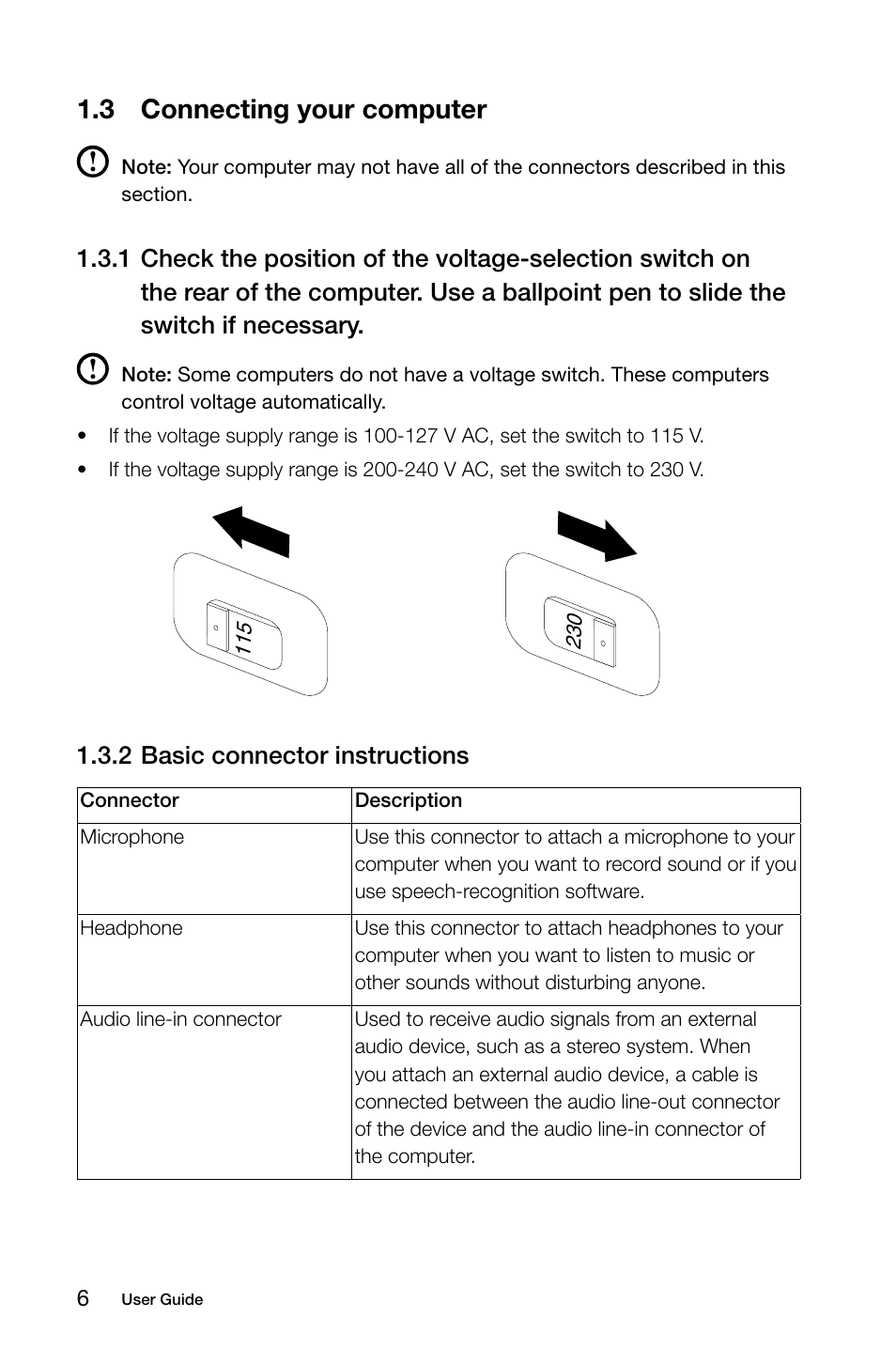 3 connecting your computer, 2 basic connector instructions | Lenovo IdeaCentre K430 User Manual | Page 11 / 57