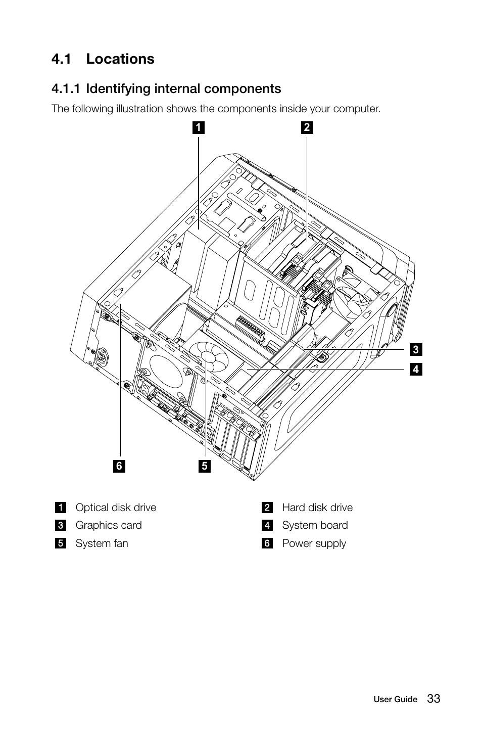 1 locations, 1 identifying internal components | Lenovo IdeaCentre K430 User Manual | Page 38 / 57