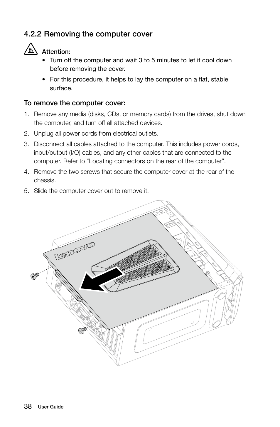 2 removing the computer cover | Lenovo IdeaCentre K430 User Manual | Page 43 / 57