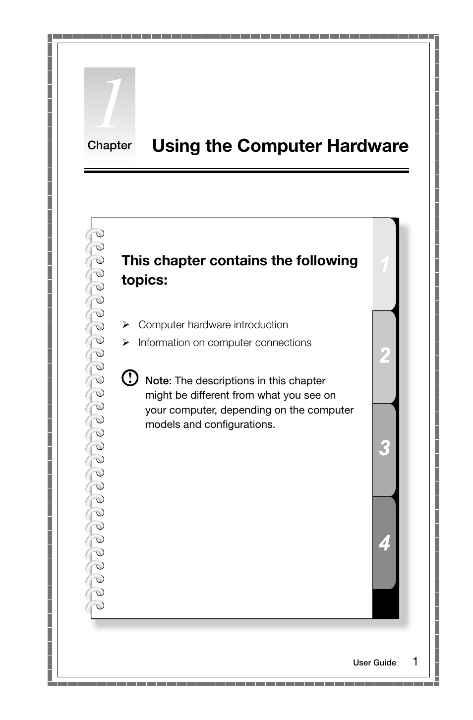 Using the computer hardware, This chapter contains the following topics | Lenovo IdeaCentre K430 User Manual | Page 6 / 57