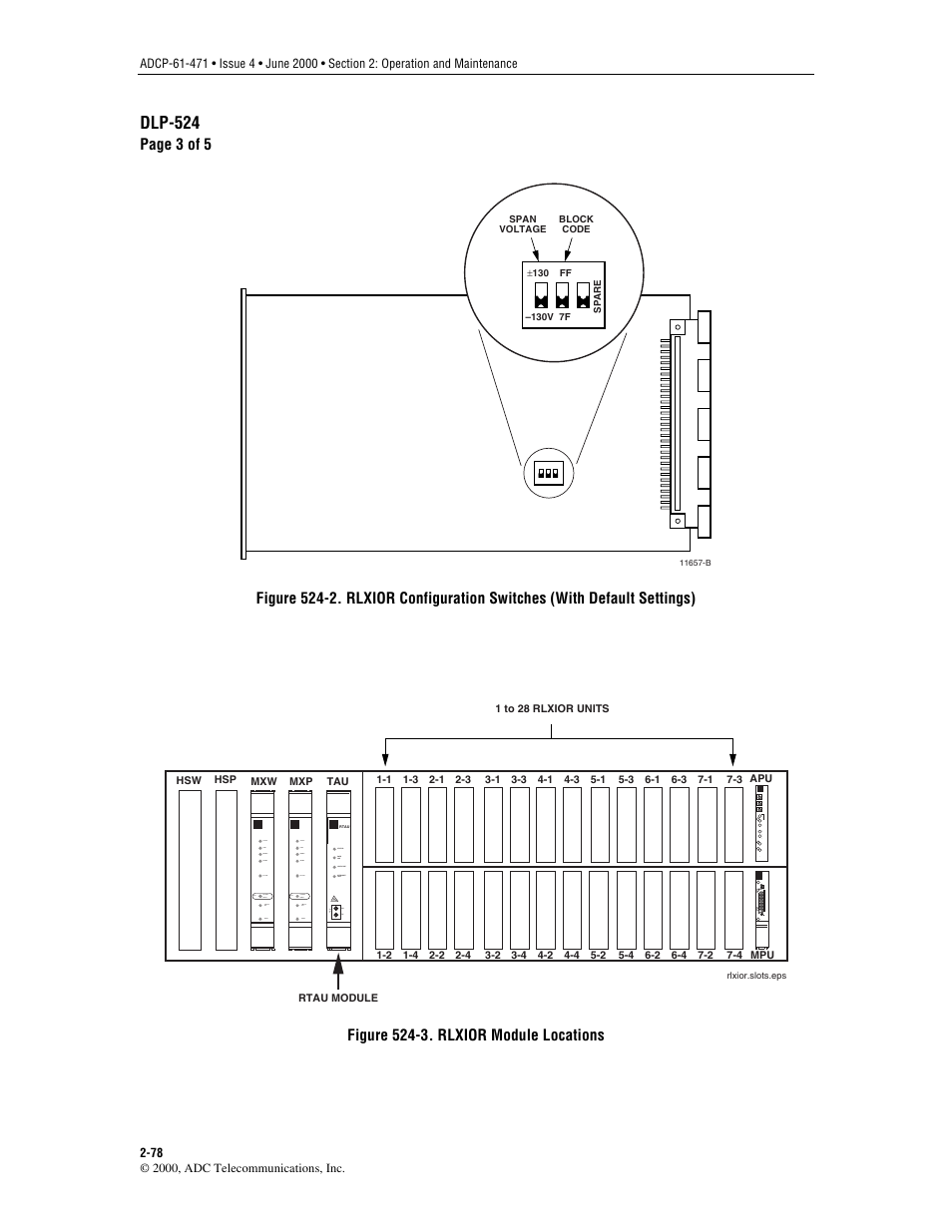 Figure 524-2, Of the module locations, as shown in, Figure | Dlp-524 | ADC Soneplex Broadband System User Manual | Page 101 / 342