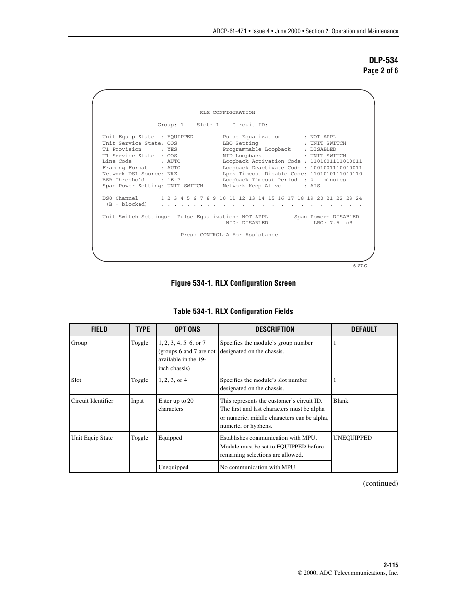 Figure 534-1, Table 534-1, Dlp-534 | ADC Soneplex Broadband System User Manual | Page 138 / 342