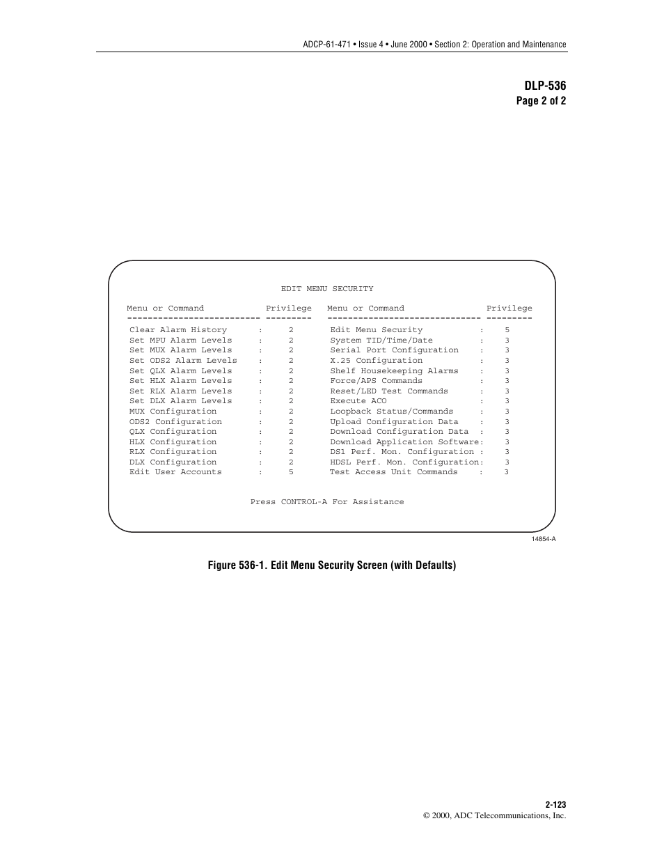 Dlp-536 | ADC Soneplex Broadband System User Manual | Page 146 / 342