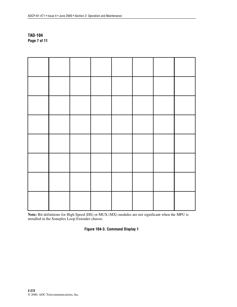 Figure 104-3, Command display 1), and | ADC Soneplex Broadband System User Manual | Page 295 / 342