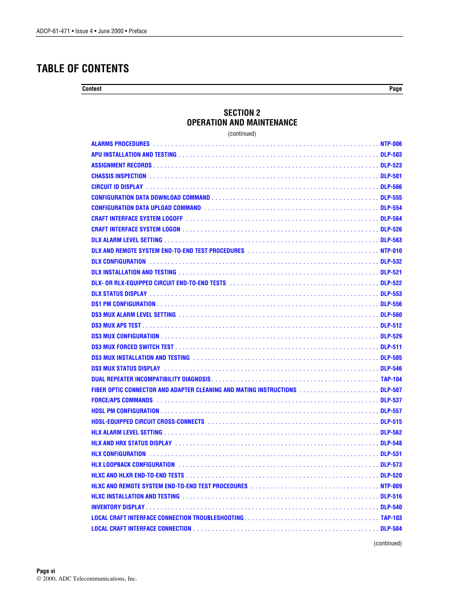 ADC Soneplex Broadband System User Manual | Page 6 / 342