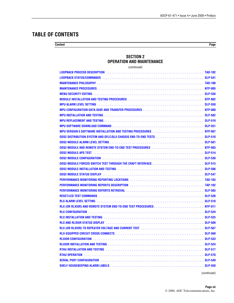 ADC Soneplex Broadband System User Manual | Page 7 / 342