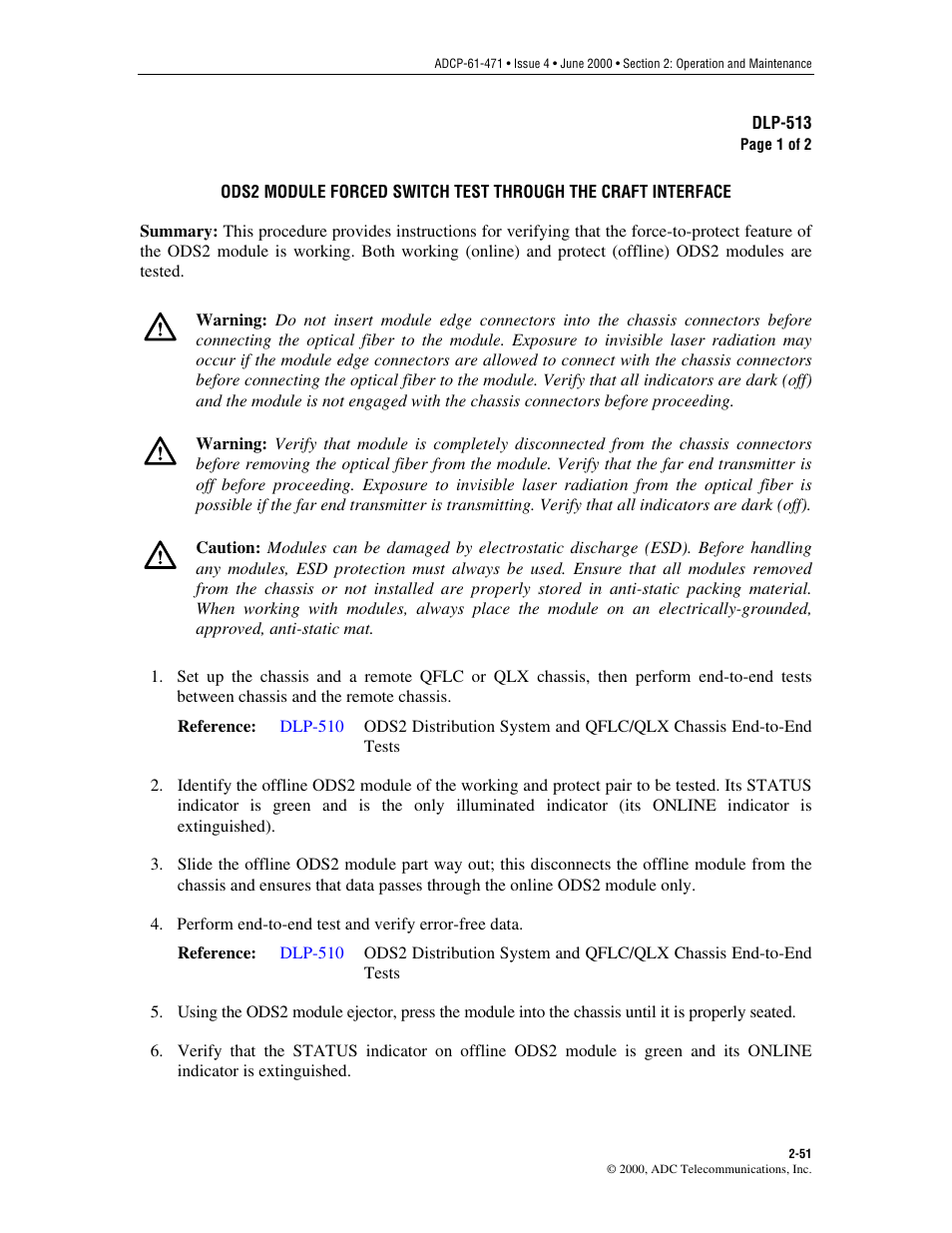 Dlp-513 | ADC Soneplex Broadband System User Manual | Page 74 / 342