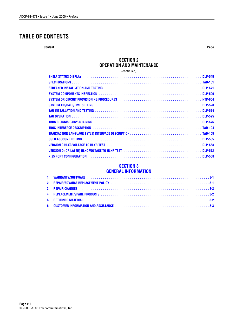 ADC Soneplex Broadband System User Manual | Page 8 / 342