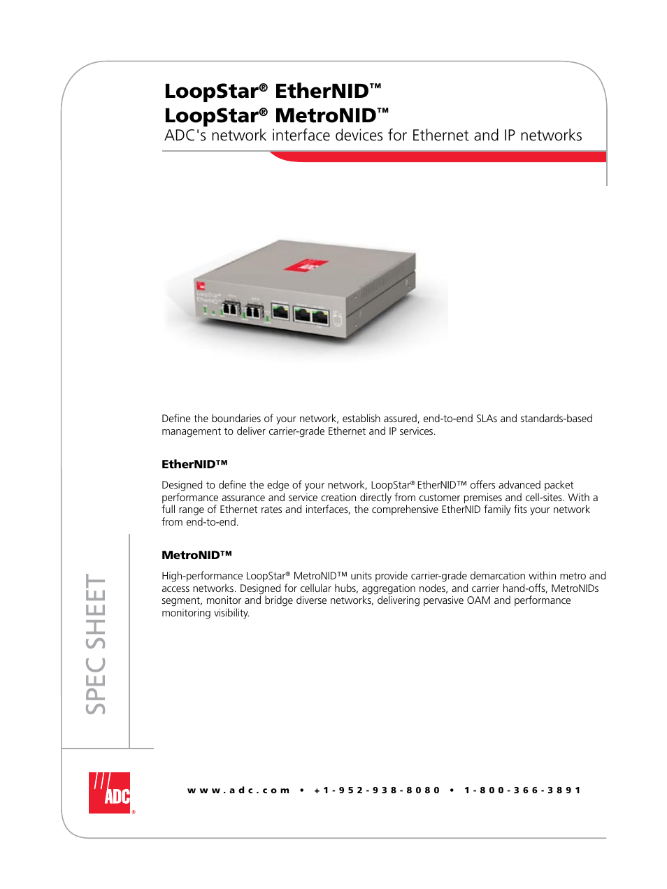 ADC LoopStar MetroNID User Manual | 12 pages