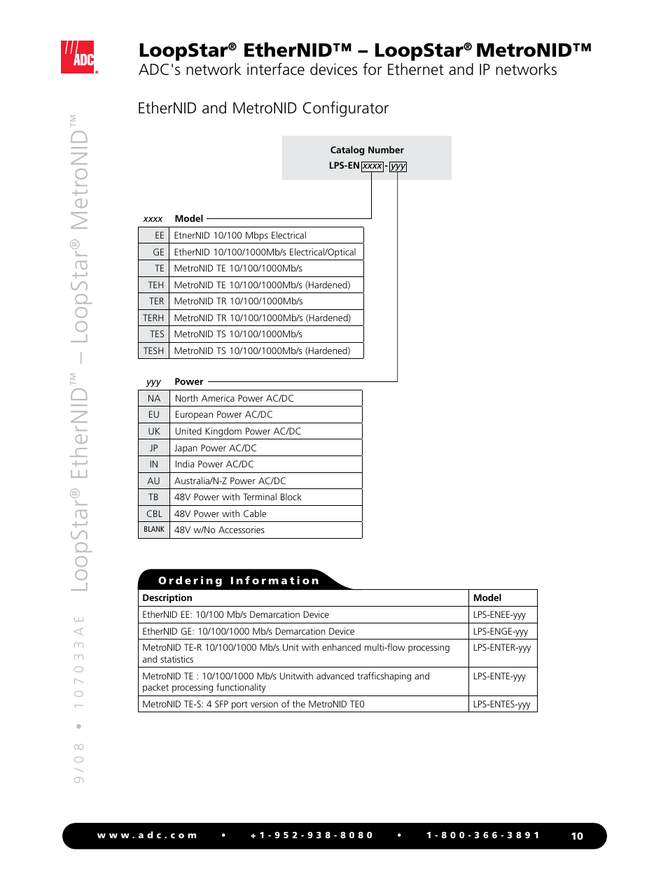 Loopstar, Ethernid, Metr onid | Ethernid™ – loopstar, Metronid, Ethernid and metronid configurator | ADC LoopStar MetroNID User Manual | Page 10 / 12