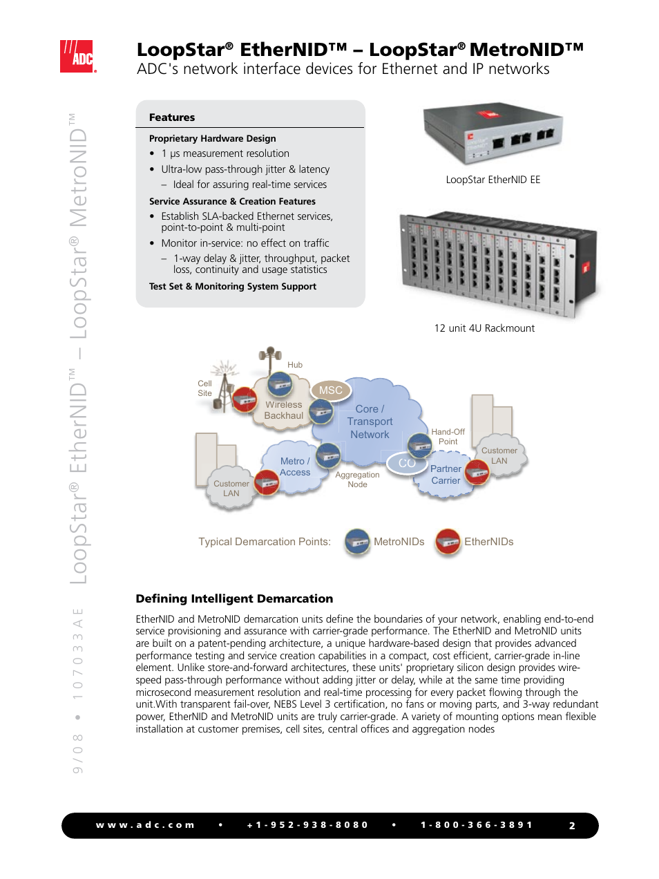 Loopstar, Ethernid, Metr onid | Ethernid™ – loopstar, Metronid | ADC LoopStar MetroNID User Manual | Page 2 / 12