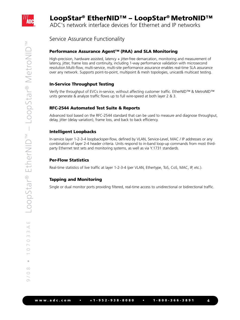 Loopstar, Ethernid, Metr onid | Ethernid™ – loopstar, Metronid | ADC LoopStar MetroNID User Manual | Page 4 / 12