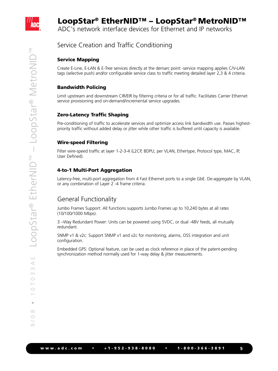 Loopstar, Ethernid, Metr onid | Ethernid™ – loopstar, Metronid | ADC LoopStar MetroNID User Manual | Page 5 / 12
