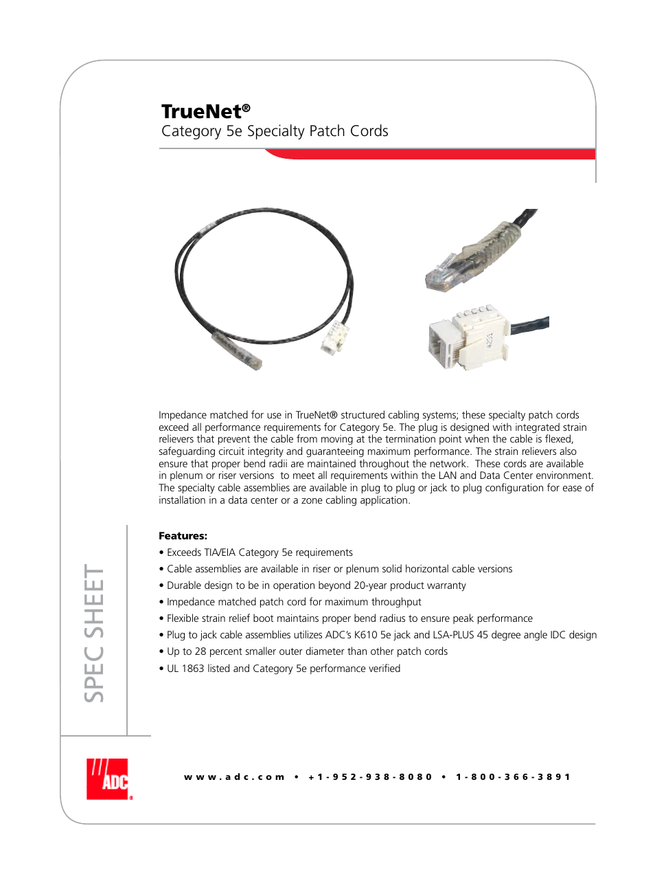 ADC Ethernet Distribution Frame TrueNet User Manual | 2 pages