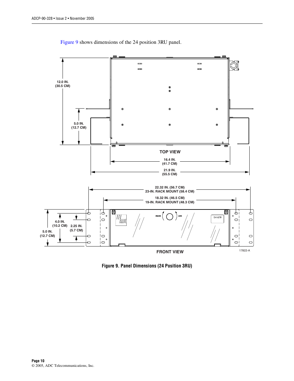 Figure 9. panel dimensions (24 position 3ru) | ADC FPL Series User Manual | Page 10 / 34