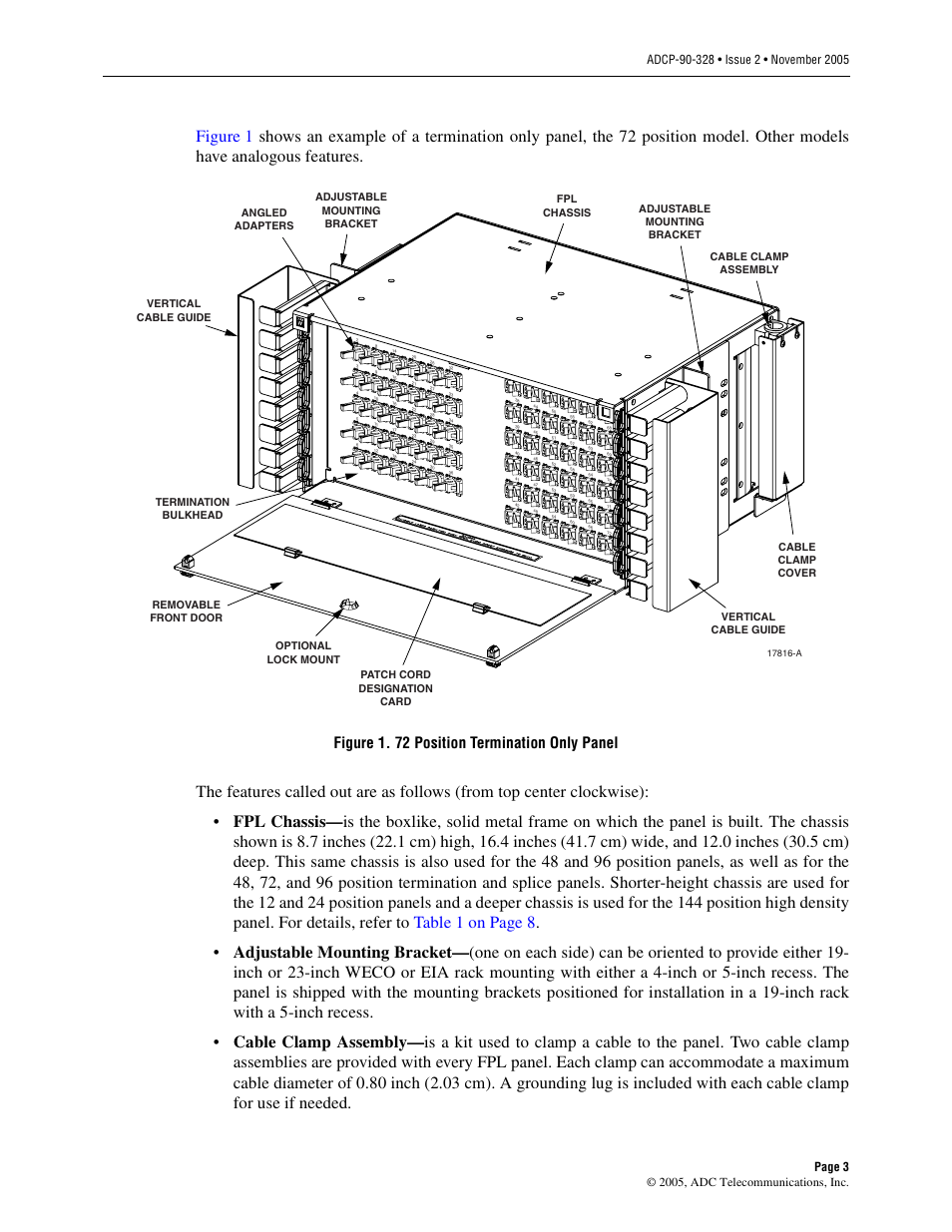 Figure 1. 72 position termination only panel | ADC FPL Series User Manual | Page 3 / 34