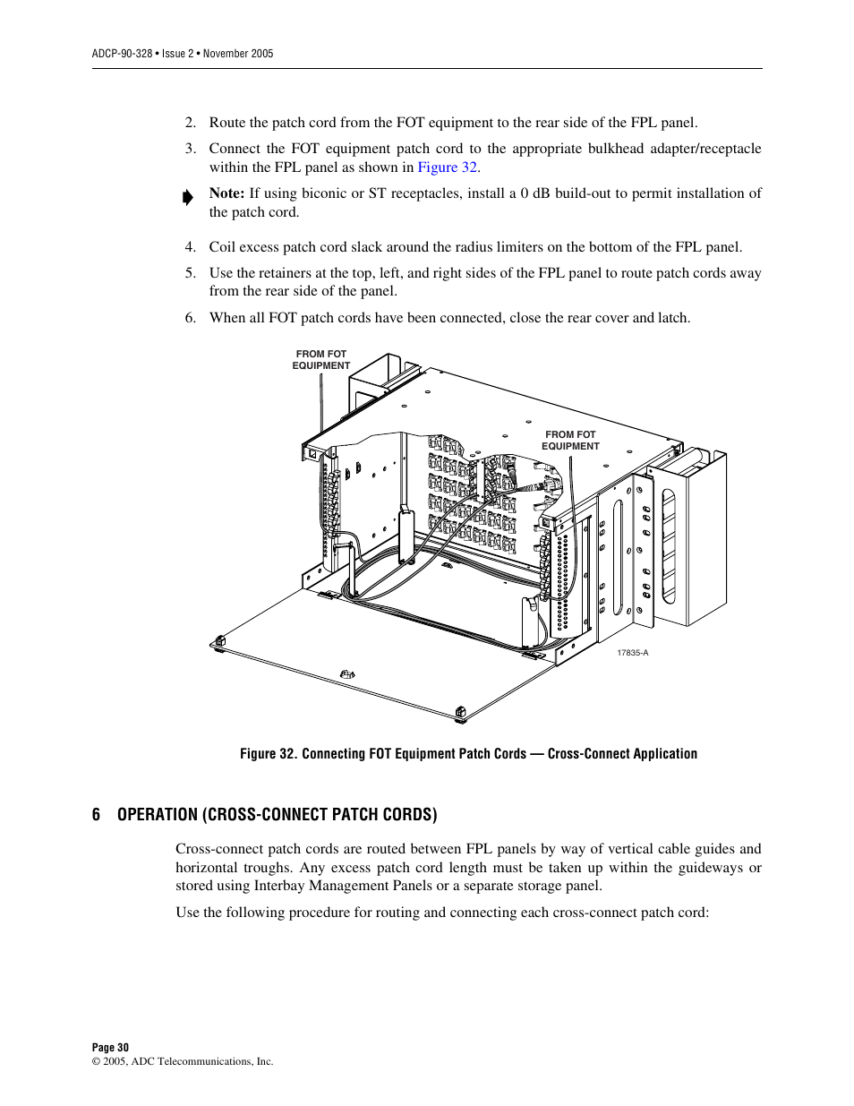 6 operation (cross-connect patch cords), Operation (cross-connect patch cords) | ADC FPL Series User Manual | Page 30 / 34