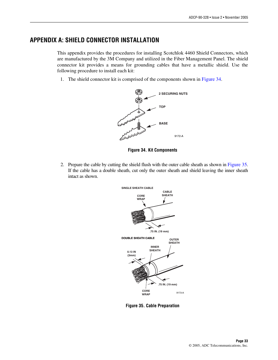 Appendix a: shield connector installation | ADC FPL Series User Manual | Page 33 / 34