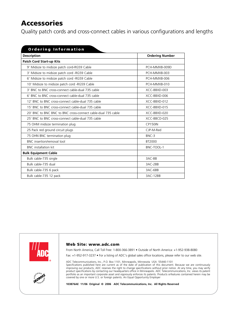 Accessories | ADC DSX-4R (RZX3) User Manual | Page 2 / 2