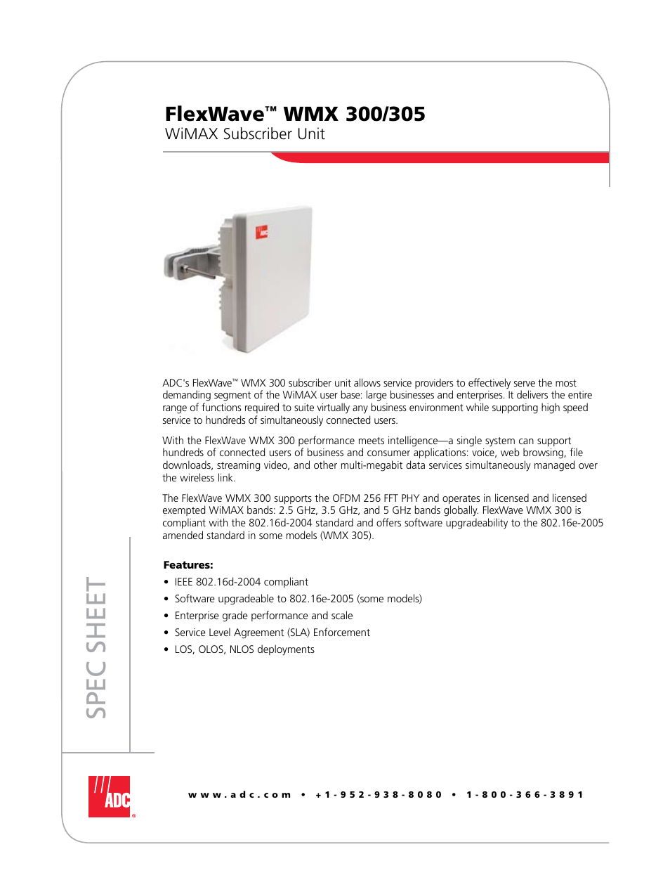 ADC WMX 300 User Manual | 4 pages