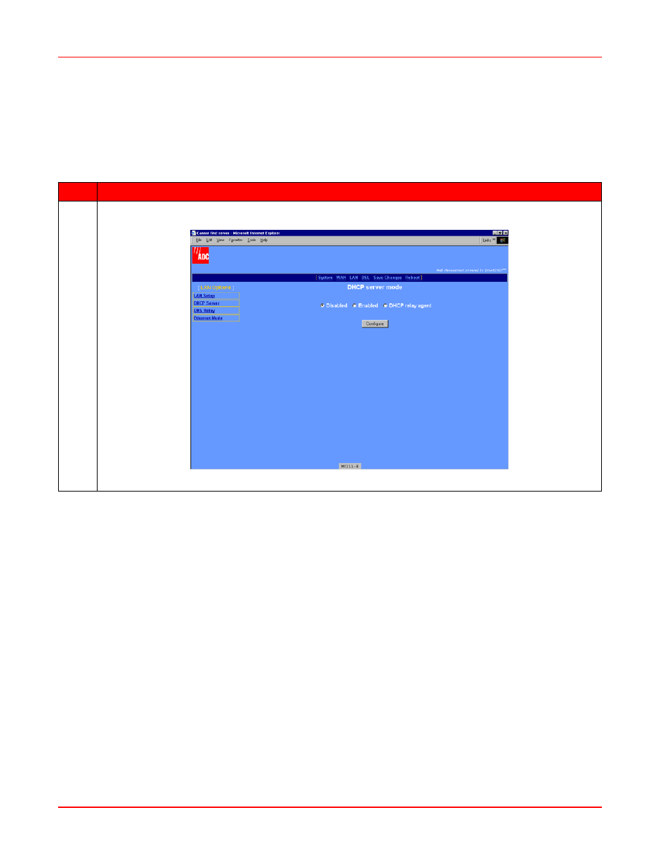 Configure dhcp server mode, Configure dhcp server mode -4, Dhcp s | ADC MM701G2 User Manual | Page 28 / 134