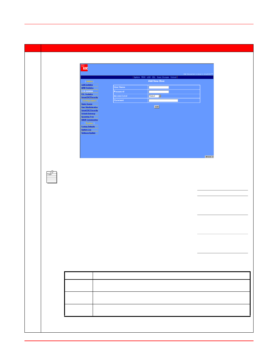 Figure 5-2. add new user, Table 5-1. user access levels -2 | ADC MM701G2 User Manual | Page 44 / 134