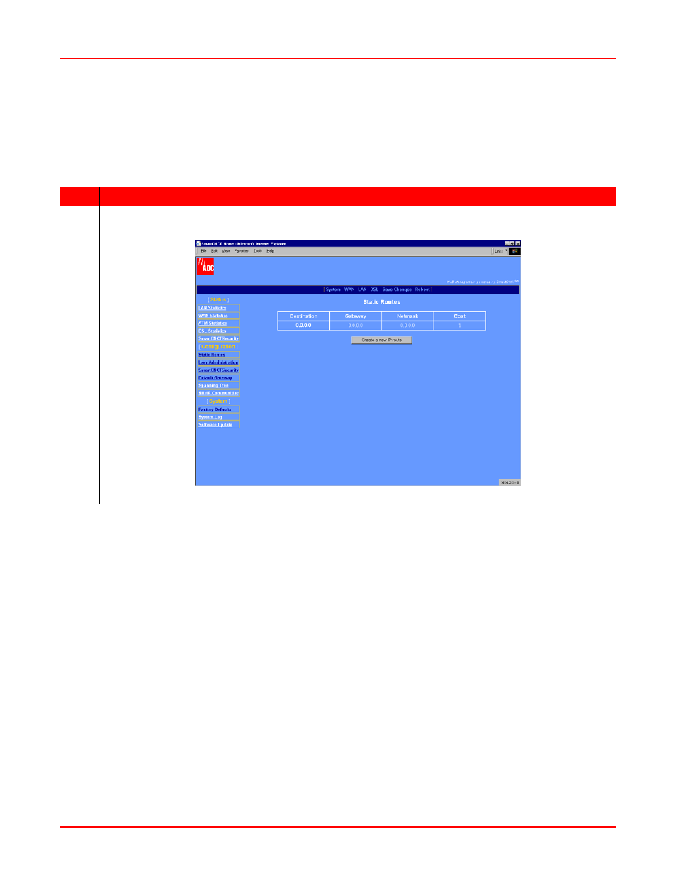 Add static route entries, Add static route entries -5, Figure 5-5. static routes | ADC MM701G2 User Manual | Page 47 / 134