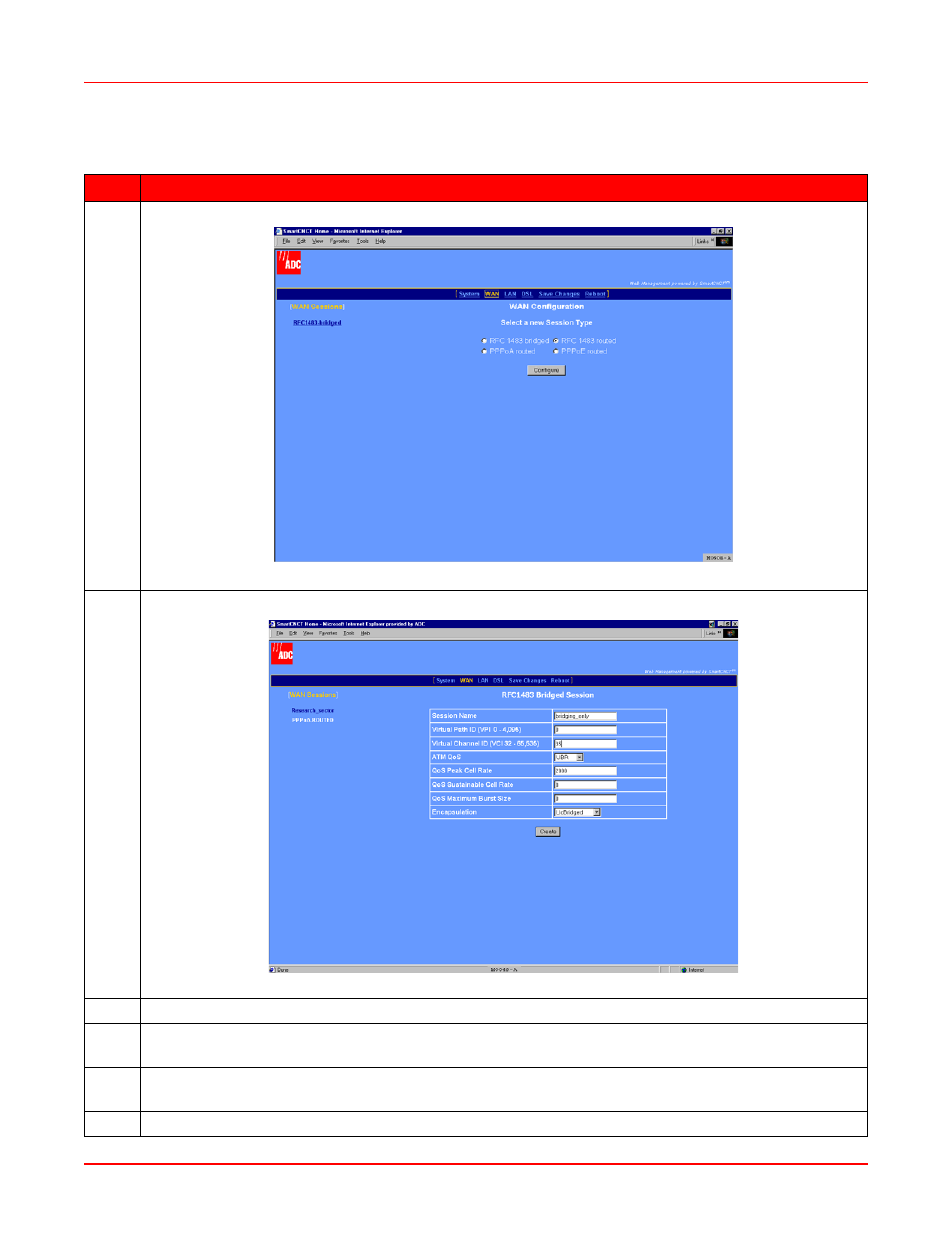 Figure 7-9. wan configuration, Figure 7-10.rfc1483 bridged session | ADC MM701G2 User Manual | Page 69 / 134