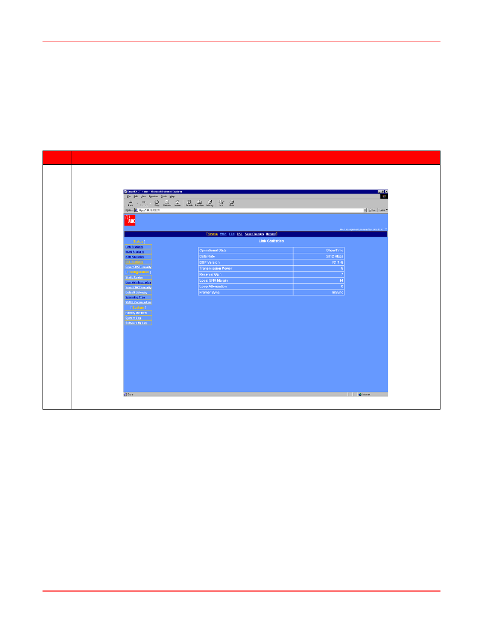 View dsl statistics, View g.shdsl link statistics, View dsl statistics -8 | Figure 9-7. link statistics, Dsl s | ADC MM701G2 User Manual | Page 82 / 134