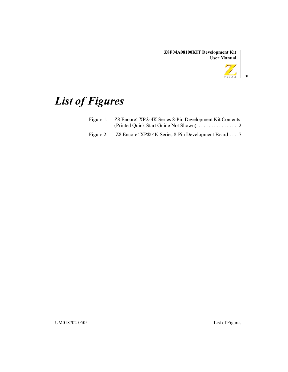 List of figures | ADC Z8F04A08100KIT User Manual | Page 5 / 24