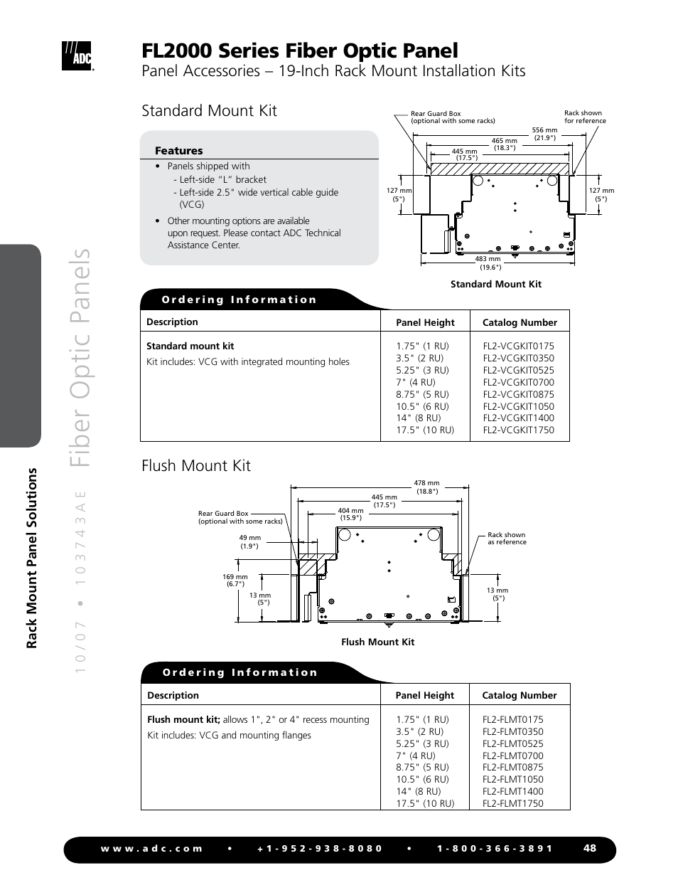 Fiber optic panels, Fl2000 series fiber optic panel, Rack mount panel solutions | ADC Fiber Optic Panel FL2000 Series User Manual | Page 11 / 19