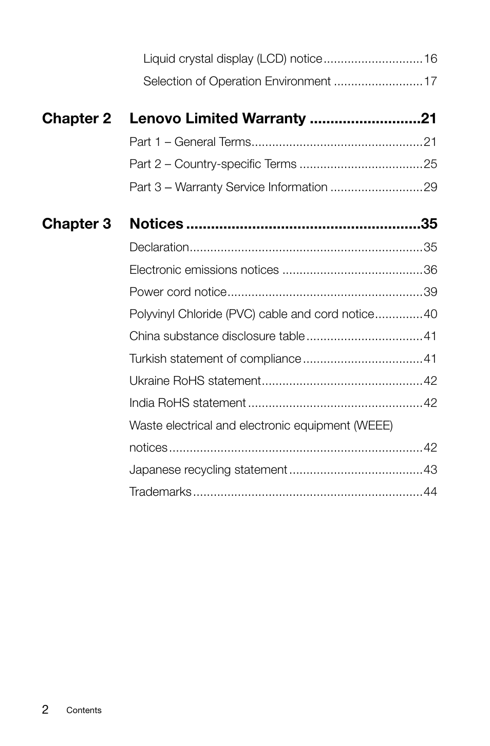 Chapter 2 lenovo limited warranty, Chapter 3 notices | Lenovo Beacon User Manual | Page 5 / 49