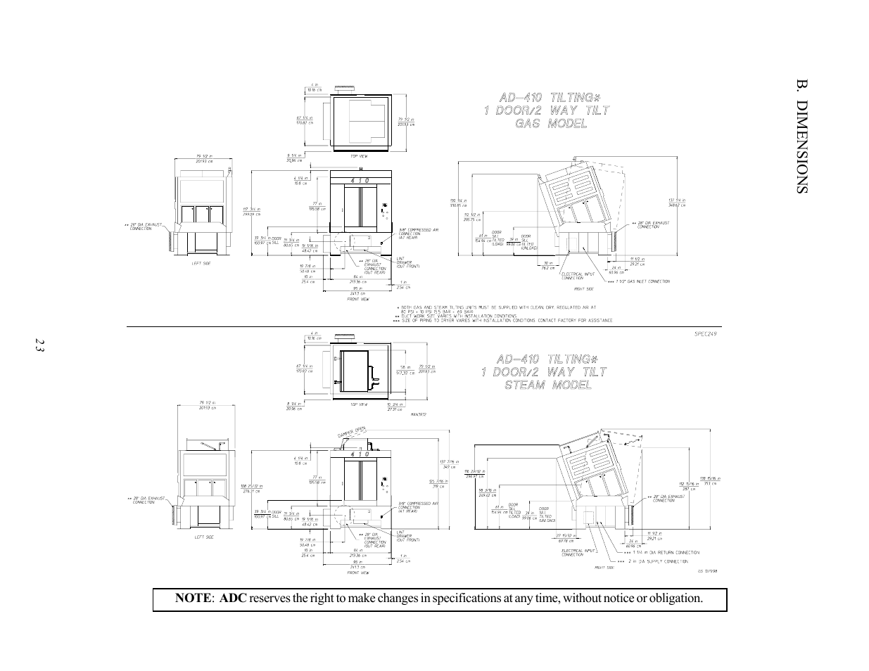 B. dimensions | ADC AD-410 User Manual | Page 27 / 118