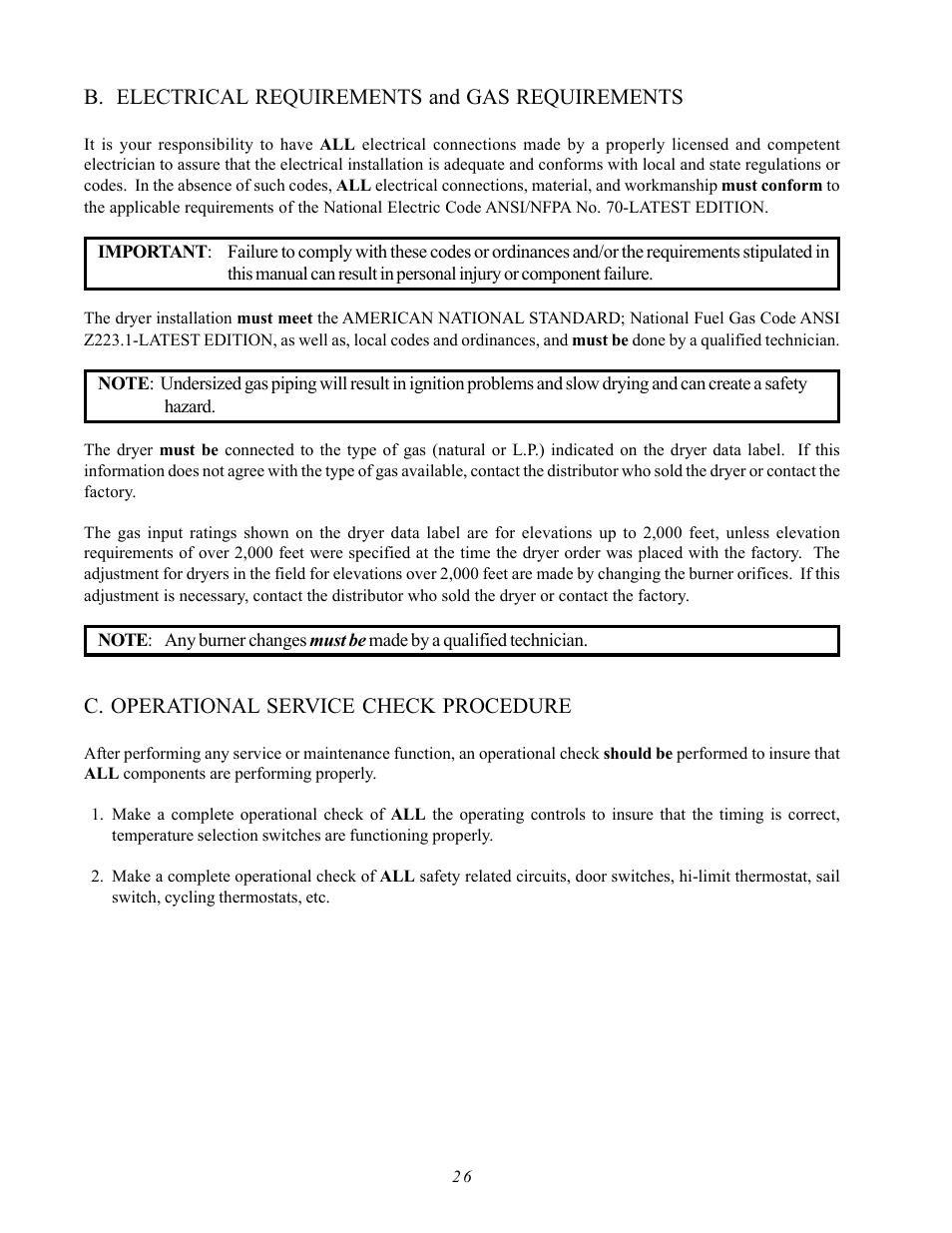 B. electrical and gas requirements | ADC AD-410 User Manual | Page 30 / 118