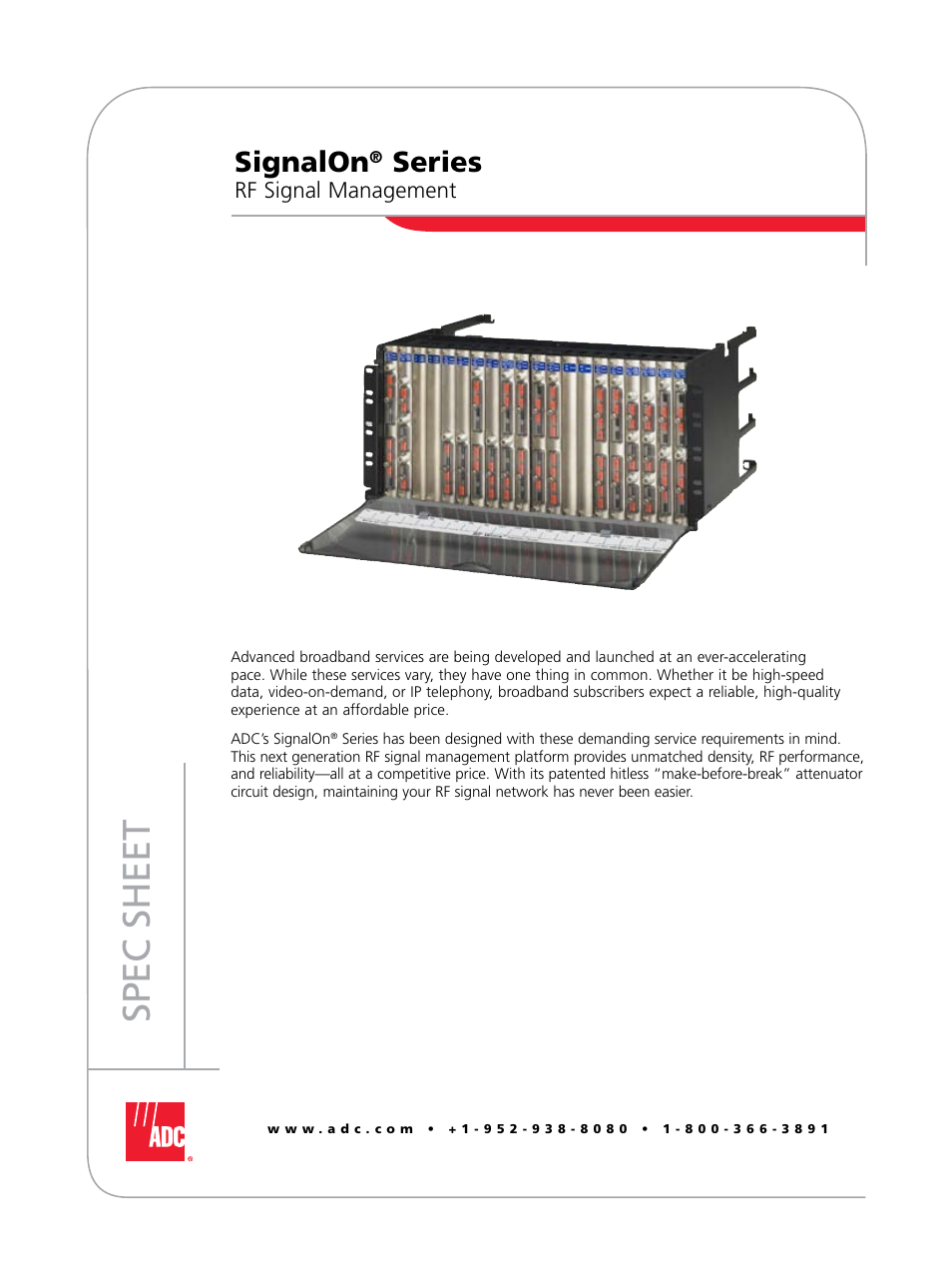 ADC RF Signal Management SignalOn Series User Manual | 16 pages