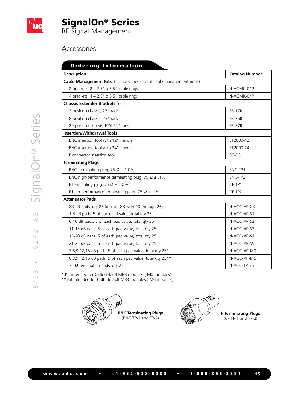 Signalon, Series, Rf signal management | Accessories | ADC RF Signal Management SignalOn Series User Manual | Page 15 / 16
