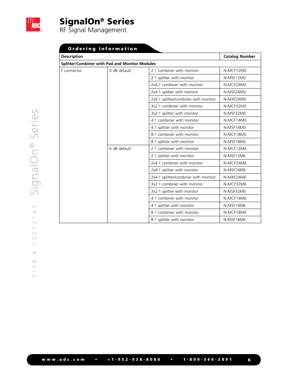 Signalon, Series, Rf signal management | ADC RF Signal Management SignalOn Series User Manual | Page 6 / 16