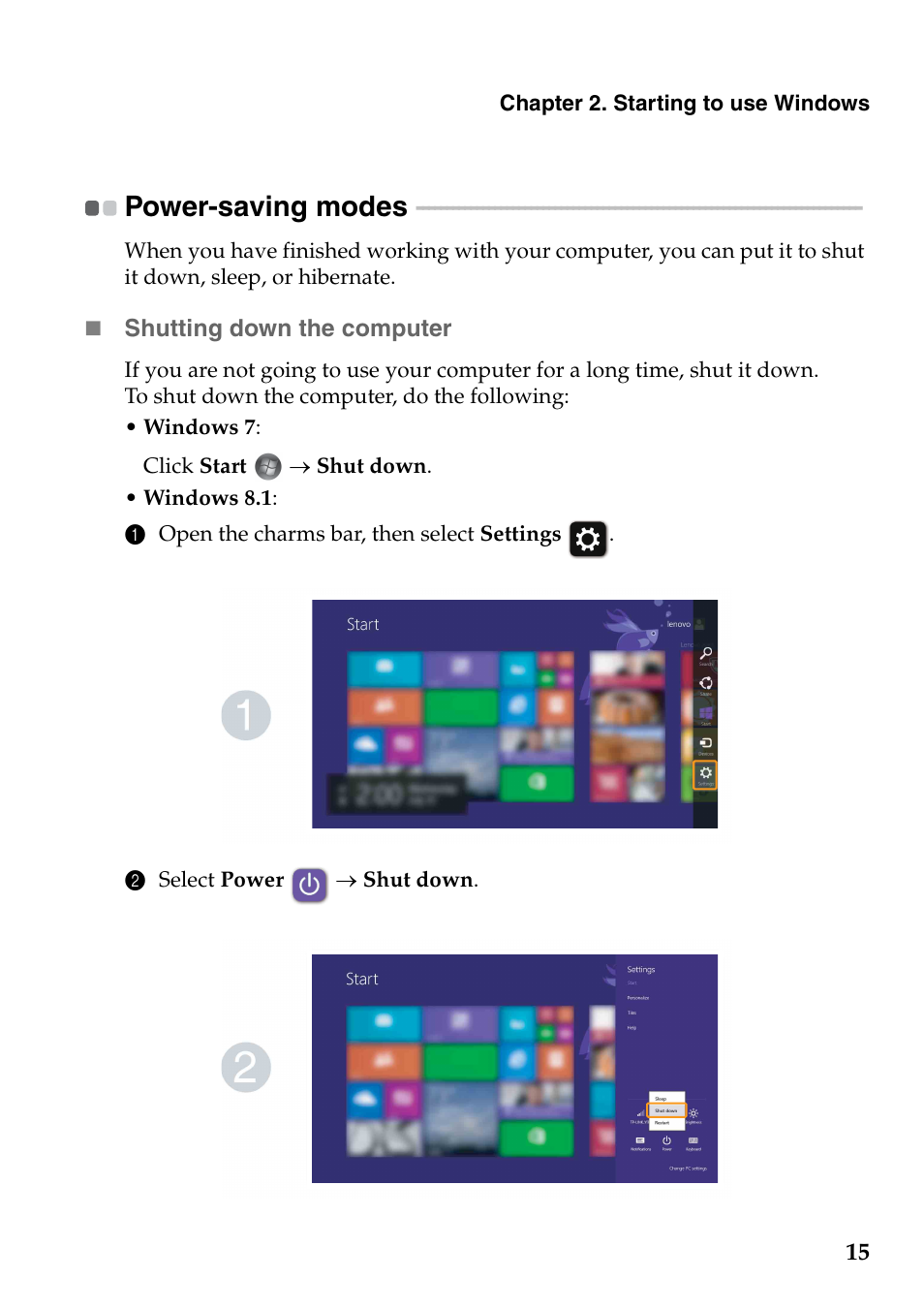 Power-saving modes | Lenovo B4400 Notebook User Manual | Page 19 / 50