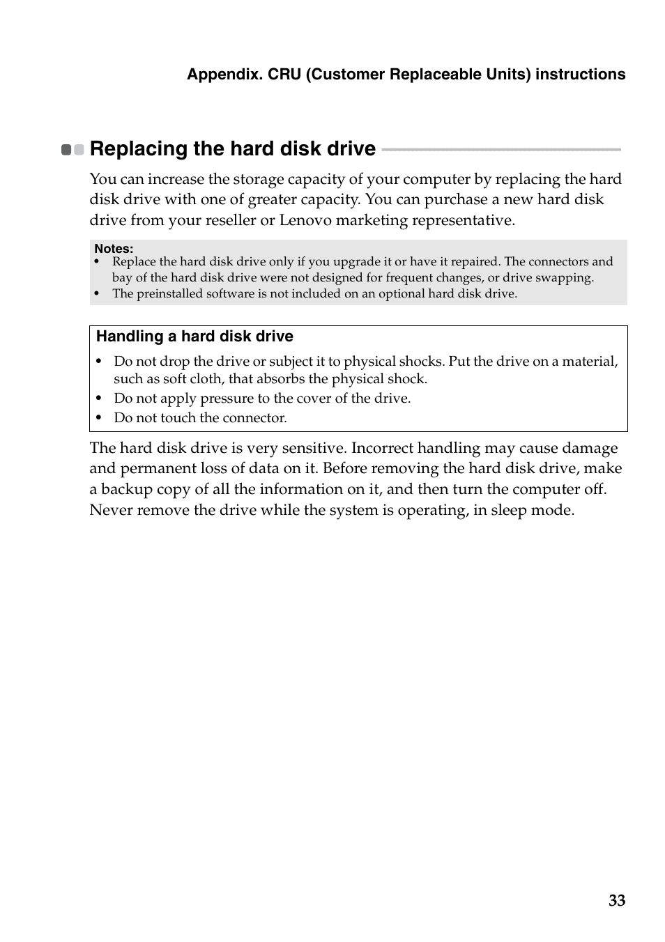 Replacing the hard disk drive | Lenovo B4400 Notebook User Manual | Page 37 / 50