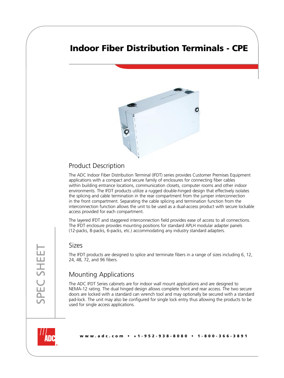 ADC Indoor Fiber Distribution Terminals User Manual | 4 pages