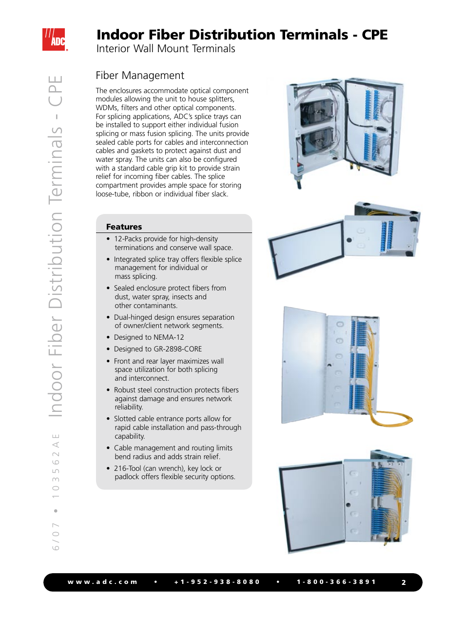 Indoor fiber distribution terminals - cpe | ADC Indoor Fiber Distribution Terminals User Manual | Page 2 / 4