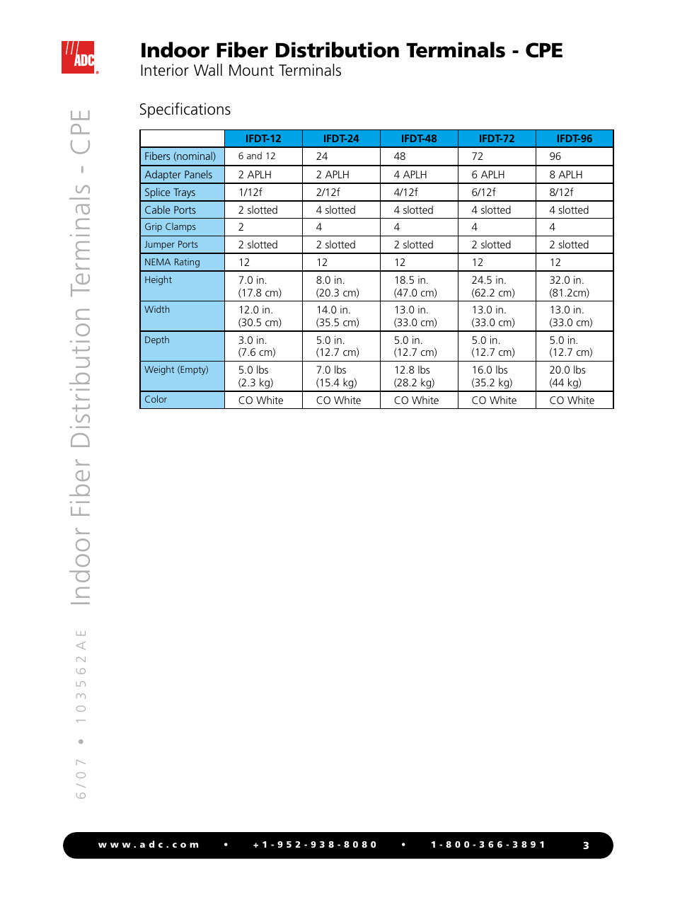 Indoor fiber distribution terminals - cpe | ADC Indoor Fiber Distribution Terminals User Manual | Page 3 / 4