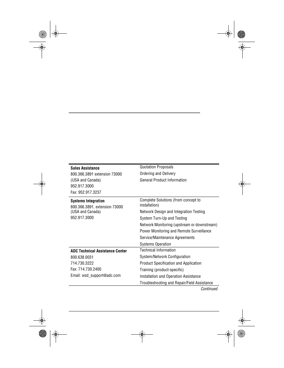 Contacting adc, Product support, Ontacting | Roduct, Upport | ADC Campus-REX RS Interface Card User Manual | Page 139 / 148