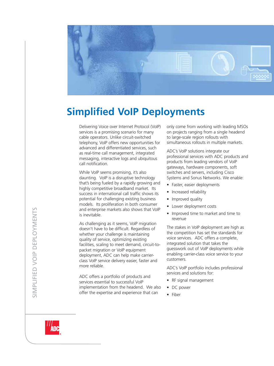 Simplified voip deployments | ADC VoIP Telephone User Manual | Page 2 / 4