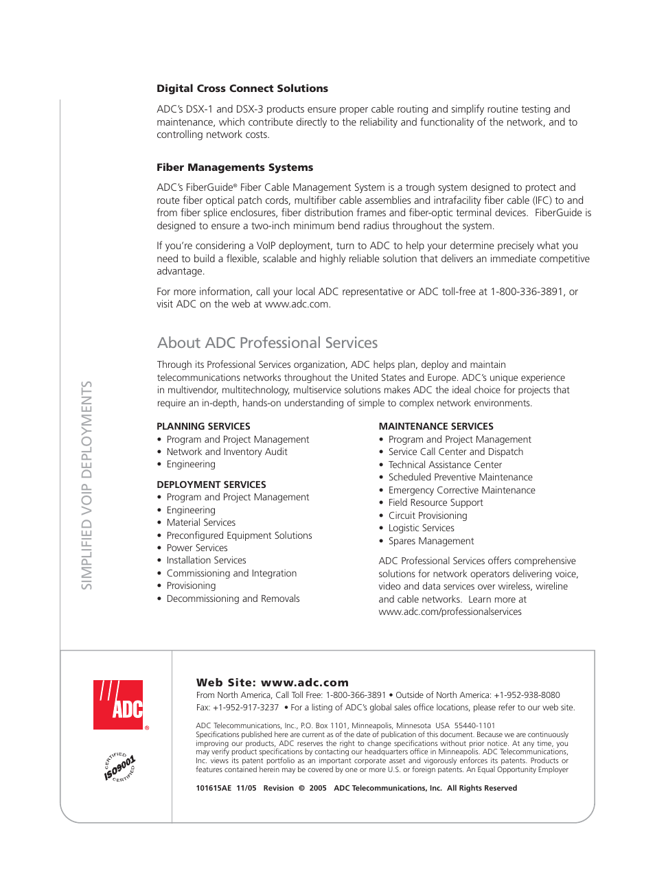 About adc professional services, Simplified voip deployments | ADC VoIP Telephone User Manual | Page 4 / 4