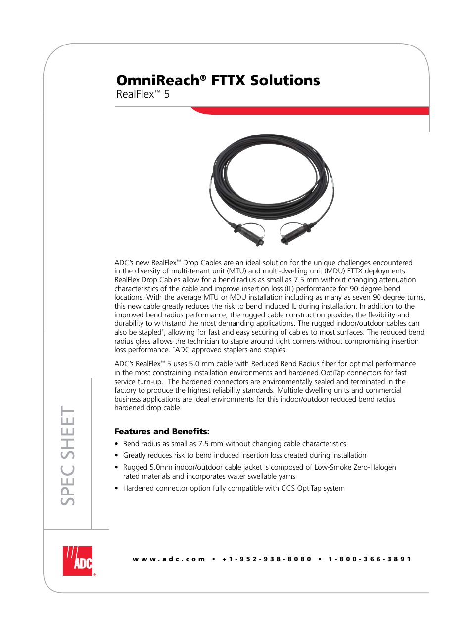 ADC RealFlex Drop Cables User Manual | 2 pages