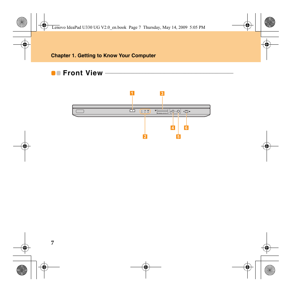 Front view | Lenovo IdeaPad U330 User Manual | Page 16 / 135