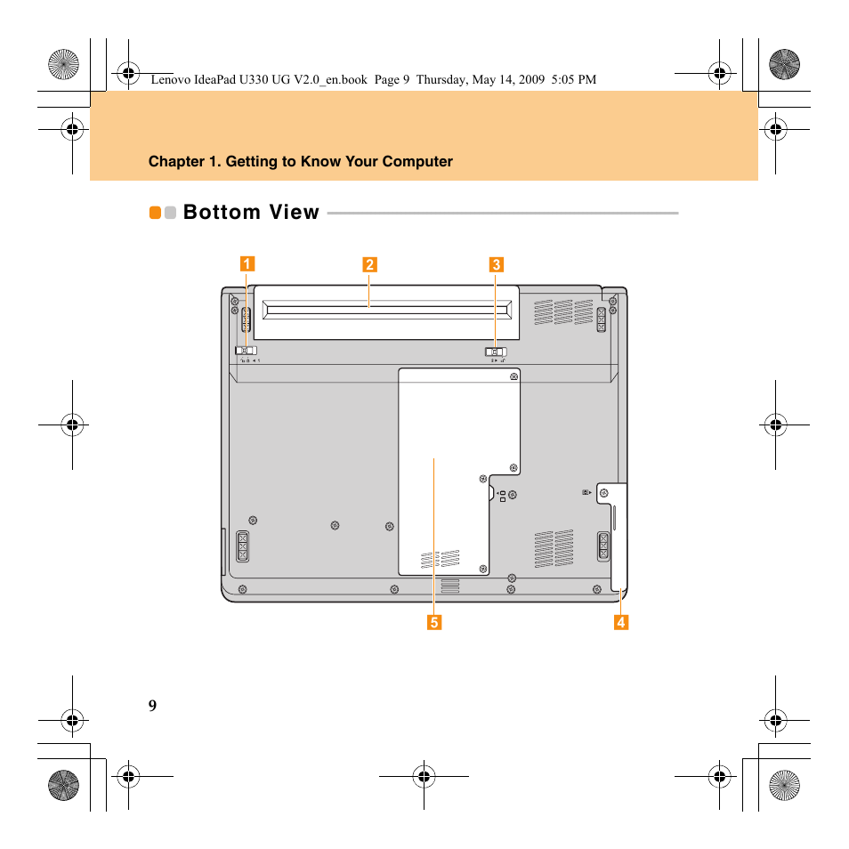 Bottom view | Lenovo IdeaPad U330 User Manual | Page 18 / 135