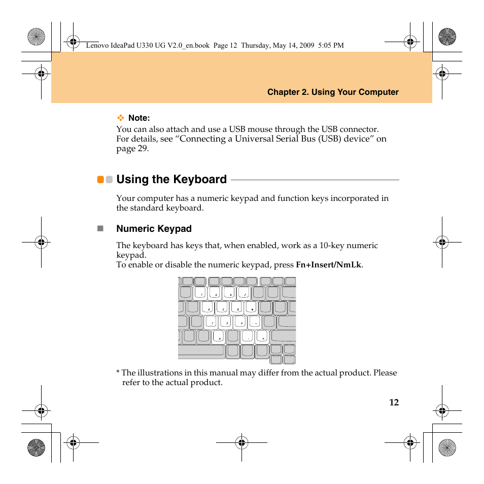 Using the keyboard | Lenovo IdeaPad U330 User Manual | Page 21 / 135